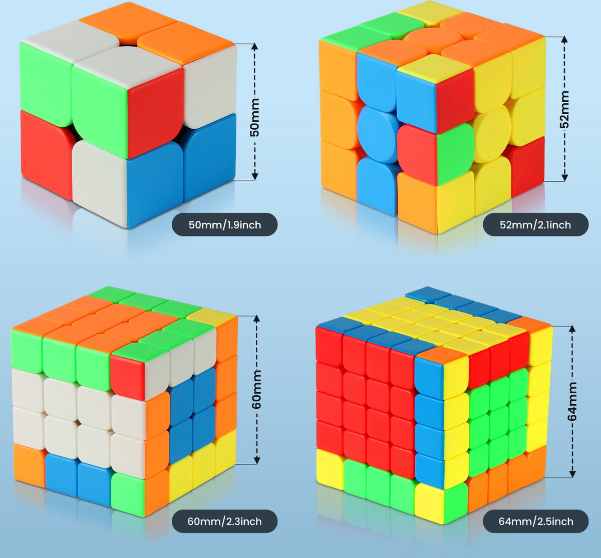 Apeiron Speed Cubes - 2x2, 3x3, 4x4, 5x5 - Set 4 In 1 - Brein Breker ...