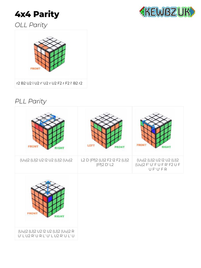 4x4 Rubik's Cube Parity Algorithms | PDF
