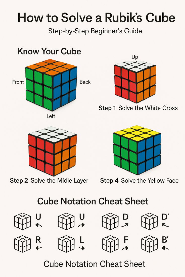 How to Solve a Rubik's Cube: 4 Simple Steps for Beginners | Rubiks cube, Solving, Cube