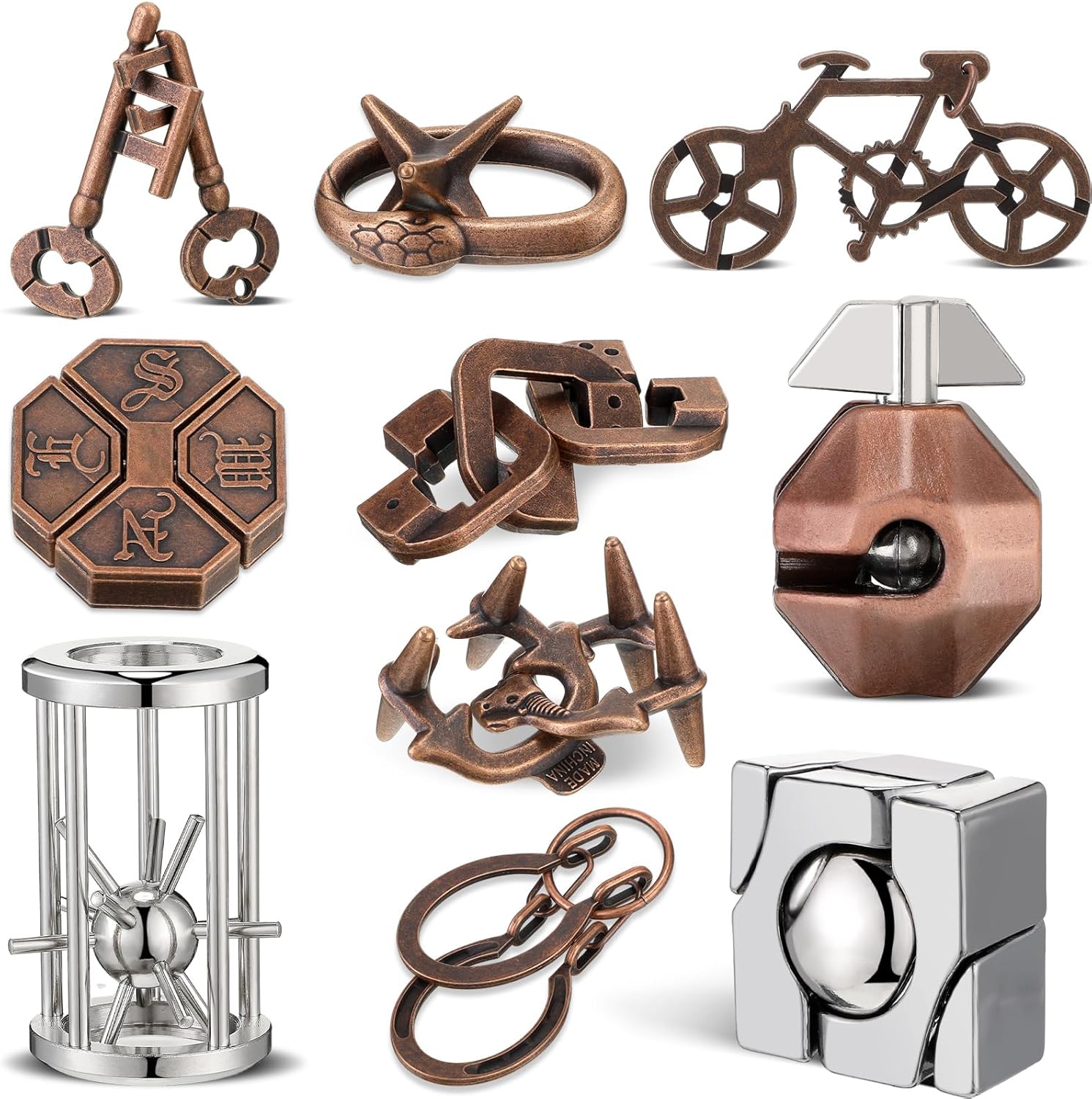 Amazon.com: Syhood 10 Pieces Metal Brain Teaser Puzzles for Adults 3D Steel Puzzle Difficult