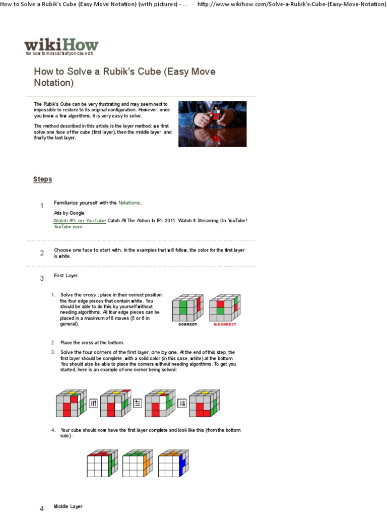 Easy Rubik's Cube Solving Guide | PDF | Teaching Mathematics
